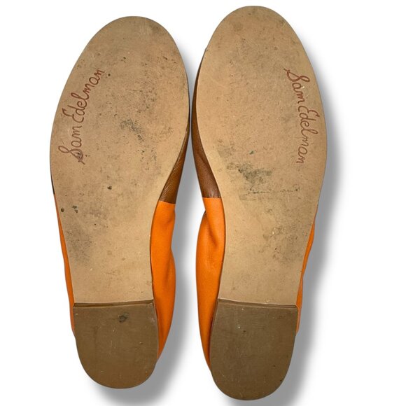 Sam Edelman Fairleigh Brown Orange Gold Cap Toe Ballet Flats Size 7.5 Minimalist - Picture 9 of 10